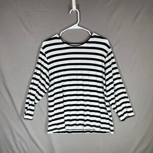 CHICO'S Black Stripped Shirt, Size 3 (XL) 3/4 Sleeve - Fabulous All Season Layer